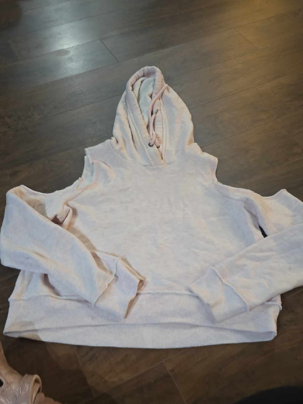 Hollister Light Pink Cold-Shoulder Hooded Sweater